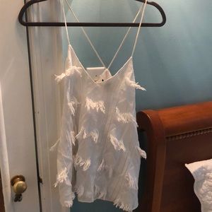 Ruffle white tank top